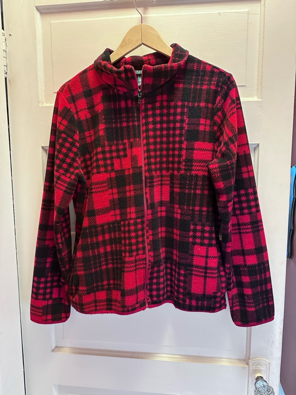 Ralph Lauren Red & Black Plaid  Fleece Jacket